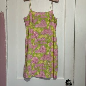 Rare Vintage White Label Lilly Pulitzer Pink Lions and Cubs Dress Size 6